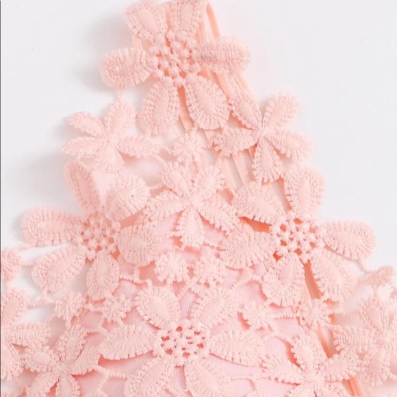 PINK GUIPURE LACE LONGLINE BRALETTE - Picture 6 of 8